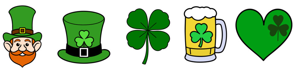 Set of the Saint Patrick's Day illustrations.Vector icon bundle.	