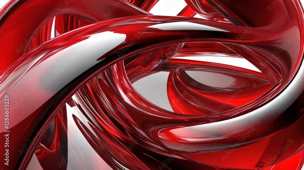 Aufkleber bright red abstract sculpture with smooth curves and shiny surfaces in an artistic display