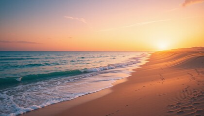 Sunset waves on beach coastal paradise nature photography serene environment landscape view