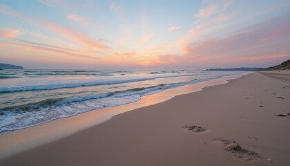 Obraz premium Sunset serenity beach landscape photography coastal environment wide angle peaceful reflection