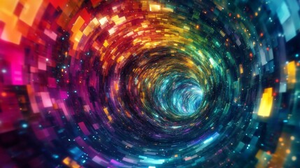 Obraz premium Swirling vortex of vibrant colors creating a mesmerizing digital landscape of motion