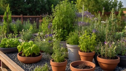 Fototapeta premium flower pots in a garden