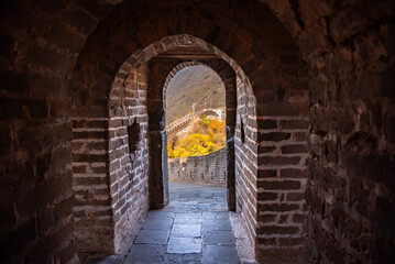 Great Wall of China, famous landmark in autumn landscape