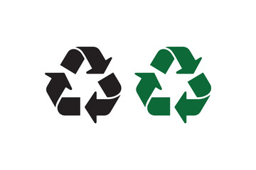 simple recycle vector silhouette isolated in white background