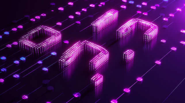 Hackathon isometric landing page. 3d typography with binary code on purple neon colored background. Computer software development, coding, adaptive layout, work with data concept, vector web banner