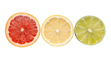 Citrus Fruit Halves Grapefruit, Lemon, Lime Composition Isolated on Transparent Background, Fruit, Citrus, Slices