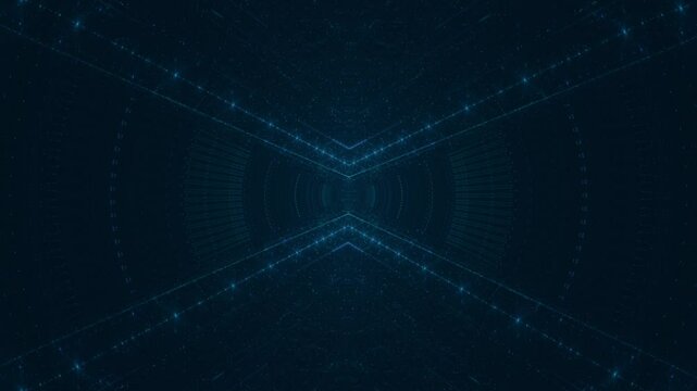 leuchtende Lichtpunkte bewegen sich langsam Richtung Zentrum, digitaler Datentransfer, Algorithmus, Internet, Energie, Datenfluss, Geschwindigkeit, Wandel, Austausch, braun, orange