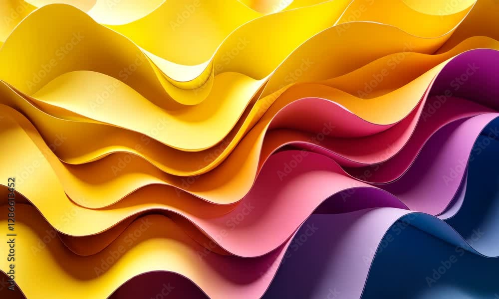 Poster abstract gradient paper background with waves, creative design and colorful paper texture