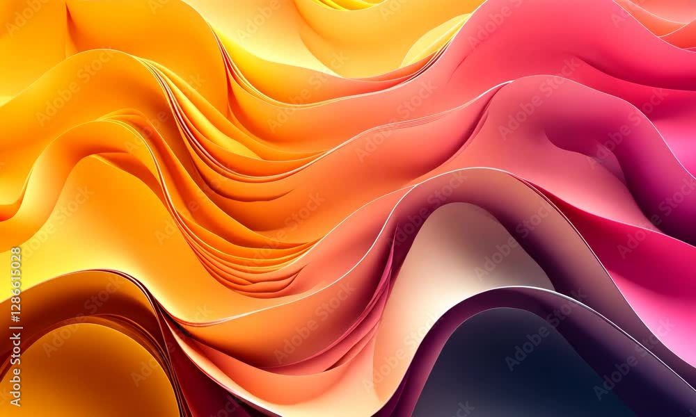 Poster abstract motion background with dynamic paper waves and gradient colors