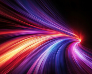 Obraz premium Abstract colorful light trails of pink, red, and blue curving and twisting, symbolizing speed, movement, and digital energy, with a futuristic and dynamic feel.