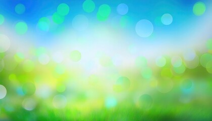 Obraz premium soft focus spring meadow with single white daffodil, vibrant green grass, blurred blue sky, bokeh light effect, nature backdrop