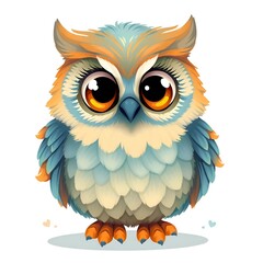 Naklejka premium a charming owl character designed with a mixture of bright colors and a friendly, approachable look, ideal for children's media or playful themes.