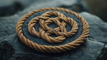 Obraz premium Intricate rope design on a stone background.