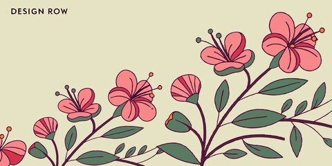 Vector Floral Background with Flowers and Butterflies, Elegant Nature-Inspired Botanical Design, Decorative Seamless Pattern, Modern Graphic Illustration, Soft Aesthetic Wallpaper