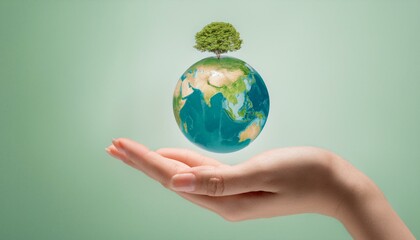 거대한 손 위에 떠 있는 작은 지구