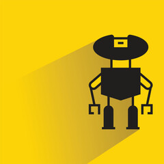 robot character with shadow on yellow background