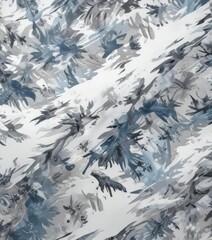 Obraz premium Winter camouflage pattern in white, gray, and blue hues, arctic, frost