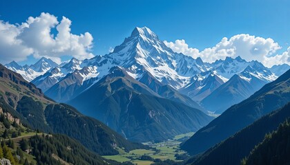 Majestic mountain landscape swiss alps nature photography scenic view gigapixel cgi