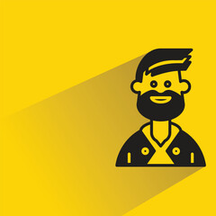 beard man avatar with shadow on yellow background