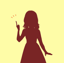 人差し指をさす女性　影絵