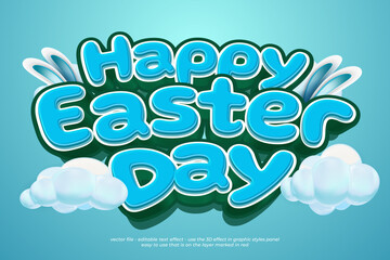 Editable happy Easter day text effect template