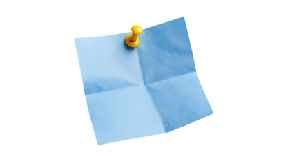  Blue paper note with push pin stuck