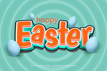 Editable happy Easter text effect template