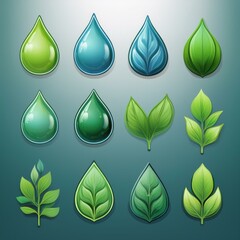 set of green eco icons