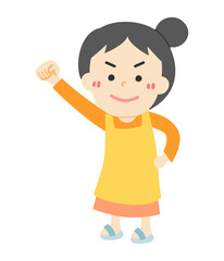 ガッツポーズをする女性