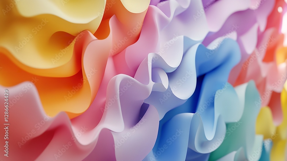 Aufkleber abstract colorful waves pastel rainbow flowing design soft texture background image art calm style p