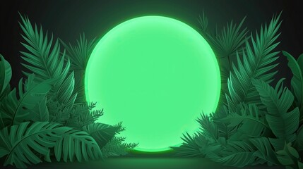 Glowing Orb Amidst Lush Greenery captivating spectacle where light and nature converge in serene harmony