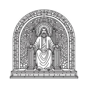 jesus christ seated throne stained glass clip art preview