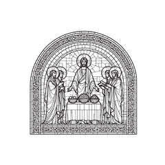 Fototapeta premium Minimalist mosaic depiction of the presentation of the Lord feast