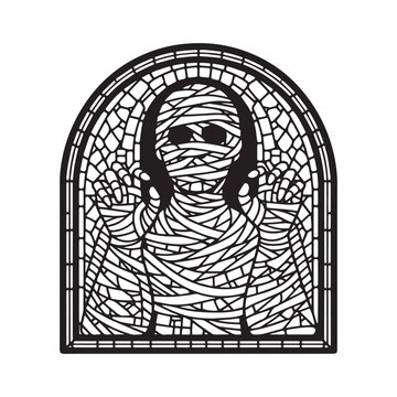 mummy in stained glass window clip art preview