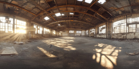 HDRI 360-degree abandoned factory interior