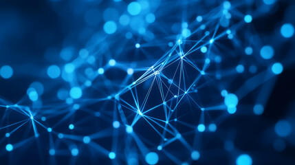Obraz premium Network of interconnected points background and lines in blue illumination high resolution, photo, background, image, picture, best, latest, new, 4k, full hd download