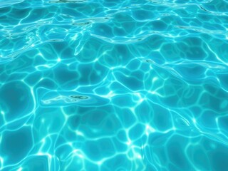 Obraz premium Wavy water with green and blue tones reflecting a sunny day, blue color palette, water reflection, sunlit surface