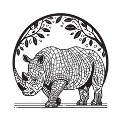 Minimalist Mosaic Rhino in Arc Window Design