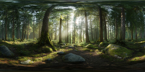 HDRI 360-degree deep forest scenery