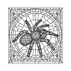 Obraz premium Minimalist Mosaic Tarantula in Arc Window Design 8687