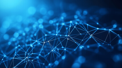 Obraz premium Network of interconnected points background and lines in blue illumination high resolution, photo, background, image, picture, best, latest, new, 4k, full hd download