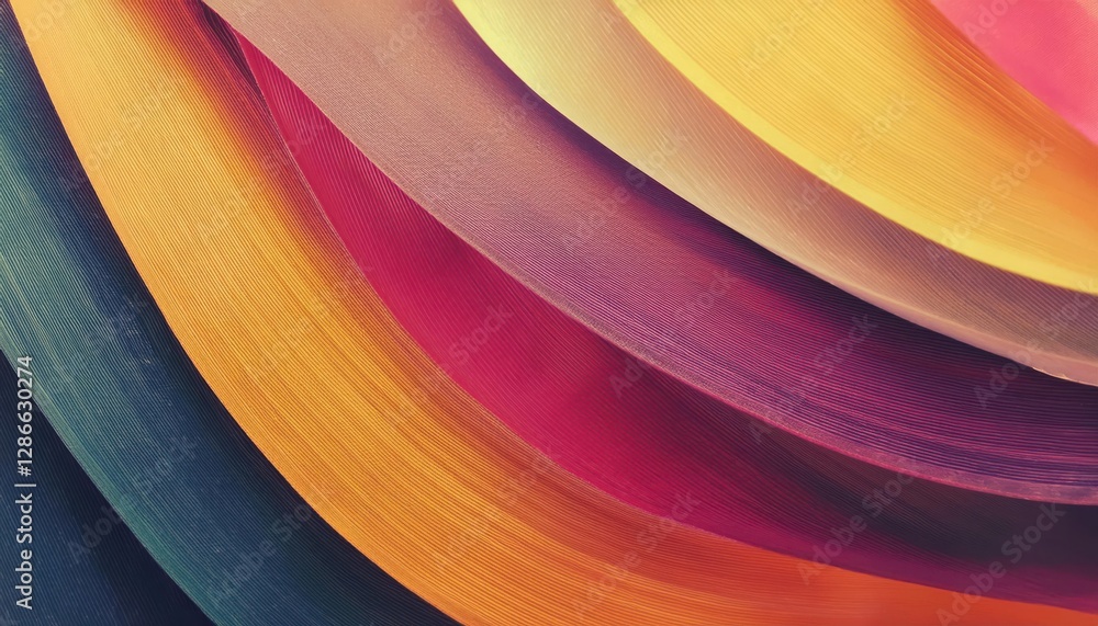 Poster vibrant abstract paper fan with textured color gradient, radial composition for graphic design, back