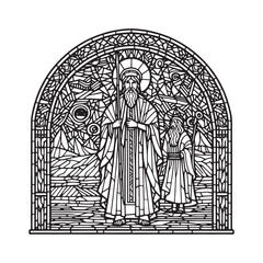 Fototapeta premium Zechariah's Prophecy, A Minimalist Mosaic Depiction of Zion's King in Arc Window