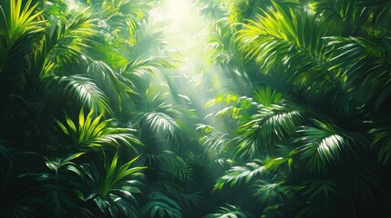 Lush Jungle Sunlight Beams
