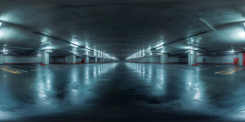 HDRI 360-degree urban underground parking garage