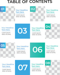 Table of content template a4 page print business profile annual report brochure catalog corporate Landscape Layout Portfolio Abstract Presentation leaflet Webpage Creative PowerPoints magazine