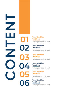 Table of content template a4 page print business profile annual report brochure catalog corporate Landscape Layout Portfolio Abstract Presentation leaflet Webpage Creative PowerPoints magazine