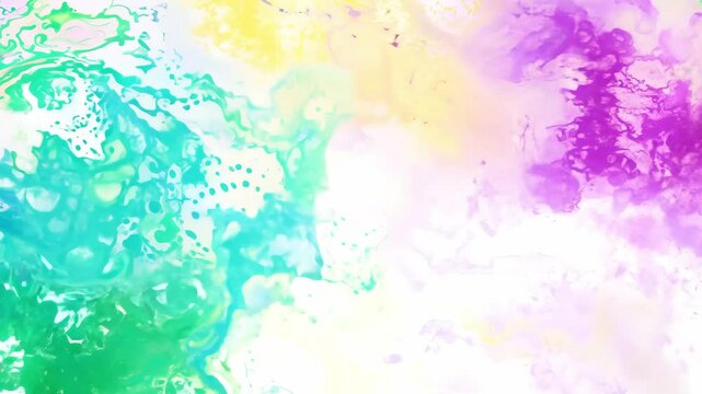 Vibrant swirls of colorful ink mixing in liquid, creating abstract fluid patterns with yellow, red, blue, and pink hues.
