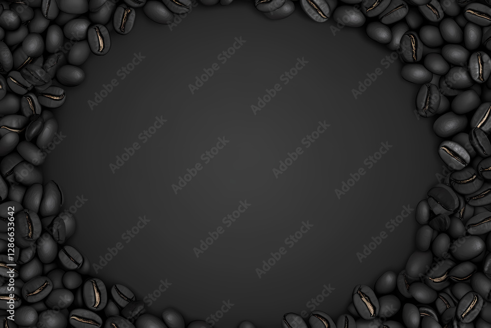 Poster coffee bean frame: a captivating frame composed of meticulously arranged coffee beans encircling an 