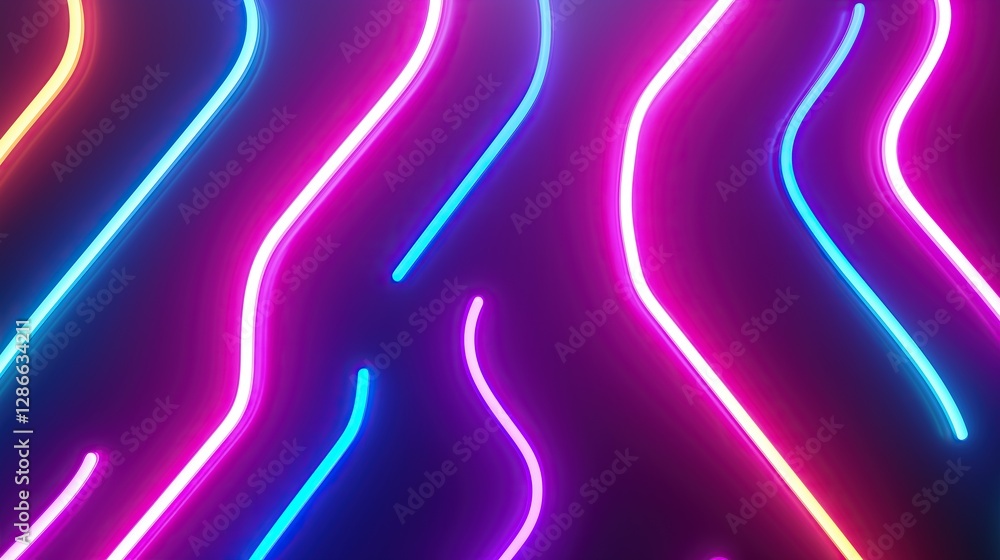 Poster vibrant eye catching display of colorful neon lights arranged in fluid winding patterns evoking ener
